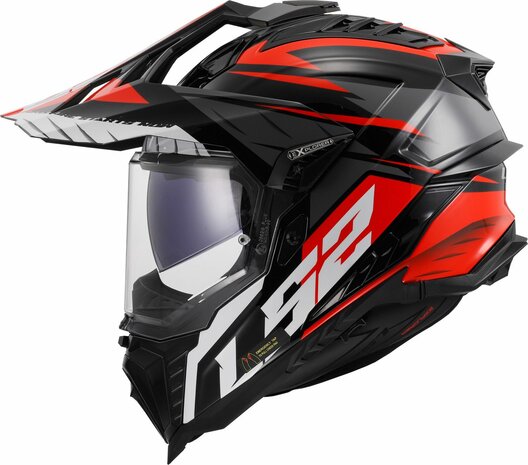 LS2 MX701 Explorer Spire gloss black titanium red - Adventure helmet