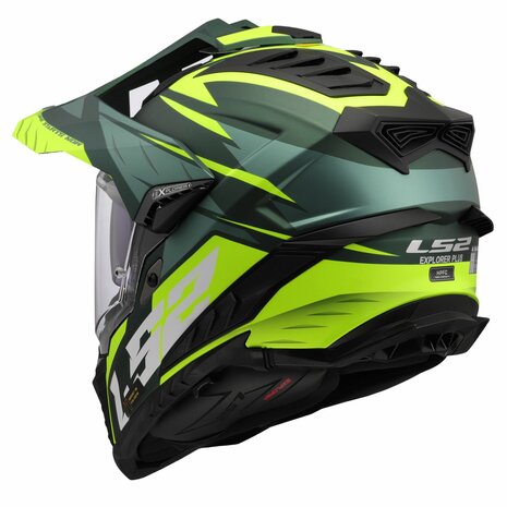 LS2 MX701 Explorer Spire matt green yellow - Adventure helmet motorcycle