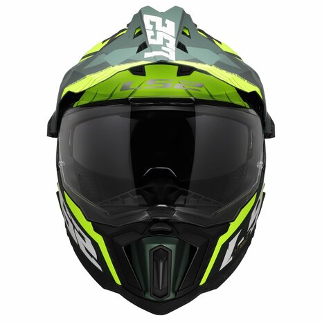 LS2 MX701 Explorer Spire matt green yellow - Adventure helmet motorcycle