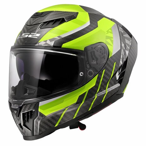 LS2 FF807 Dragon helmet Trax hi-vision yellow carbon