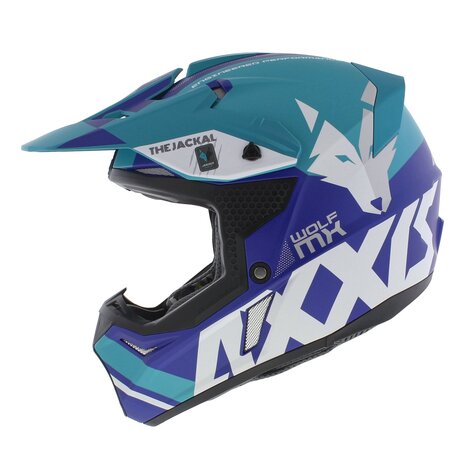 Axxis Wolf Jackal C7 matt blue offroad mx motorcycle helmet