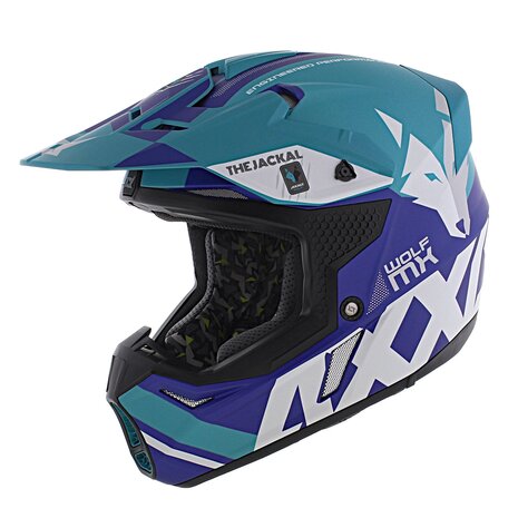 Axxis Wolf Jackal C7 matt blue - Size S - offroad mx motorcycle helmet