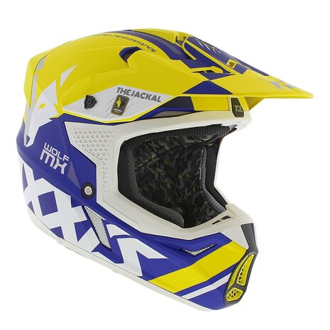 Axxis Wolf Jackal A3 matt yellow blue - Size L - offroad mx motorcycle helmet