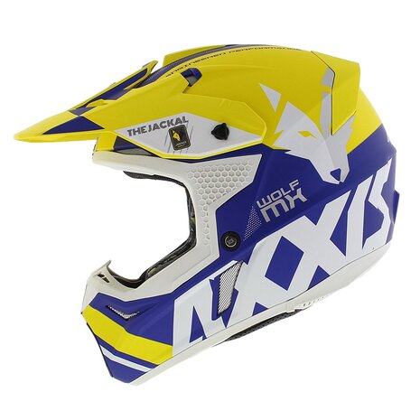 Axxis Wolf Jackal A3 matt yellow blue - Size L - offroad mx motorcycle helmet