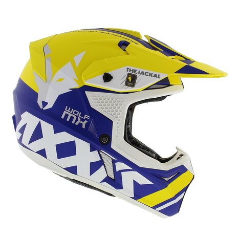 Axxis Wolf Jackal A3 matt yellow blue offroad mx motorcycle helmet