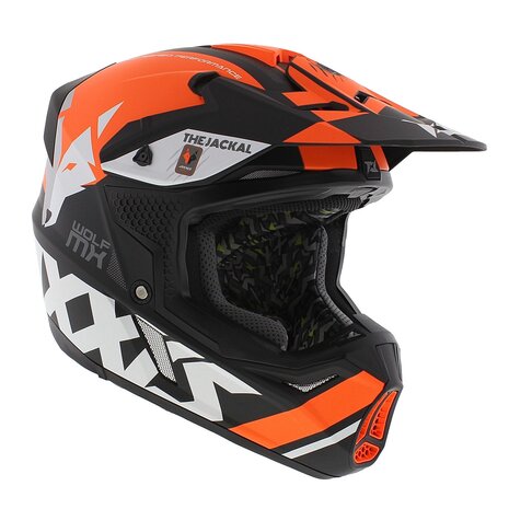 Axxis Wolf Jackal B14 matt orange black offroad mx motorcycle helmet