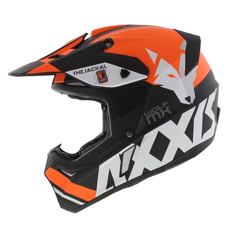 Axxis Wolf Jackal B14 matt orange black offroad mx motorcycle helmet