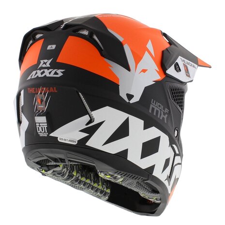 Axxis Wolf Jackal B14 matt orange black offroad mx motorcycle helmet