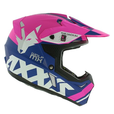 Axxis Wolf Jackal C18 matt pink blue offroad mx motorcycle helmet