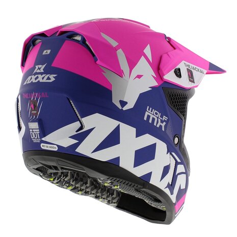 Axxis Wolf Jackal C18 matt pink blue offroad mx motorcycle helmet