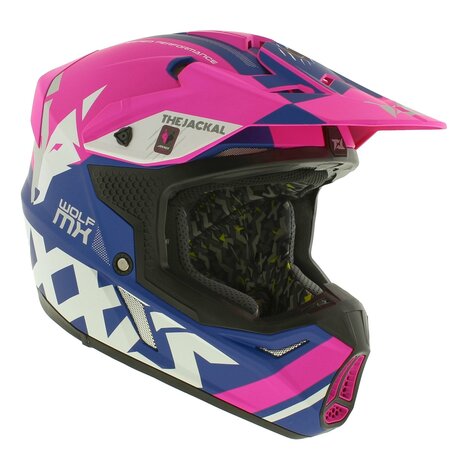 Axxis Wolf Jackal C18 matt pink blue offroad mx motorcycle helmet