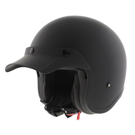 LS2 OF599 Spitfire II Button matt black special edition with peak included - Open Face helmet motorcycle scooter
