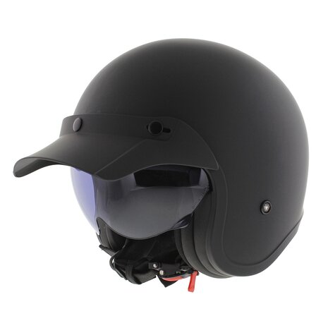 LS2 OF599 Spitfire II Button matt black special edition with peak included - Open Face helmet motorcycle scooter