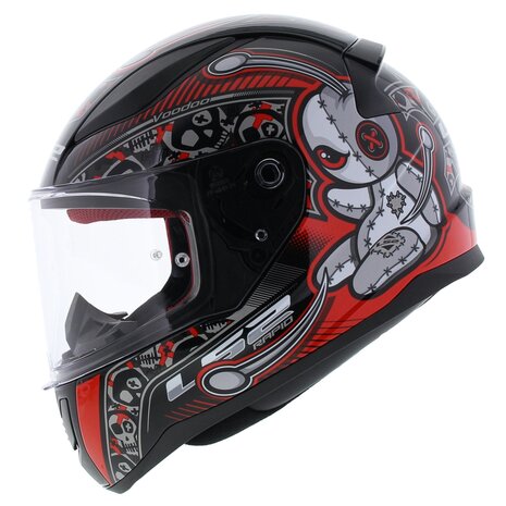 LS2 FF353 Rapid Mini Voodoo gloss black red - Size kids small - Helmet for motorcycle / scooter / karting