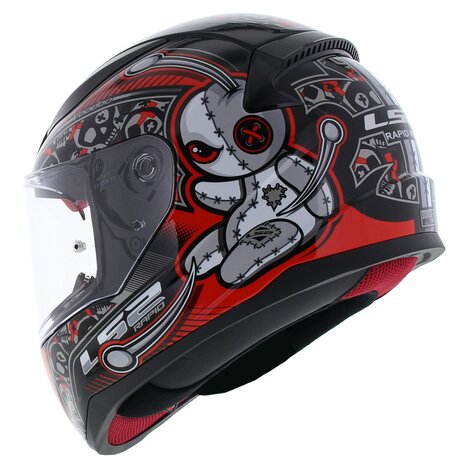 LS2 FF353 Rapid Mini Voodoo gloss black red - Size kids small - Helmet for motorcycle / scooter / karting