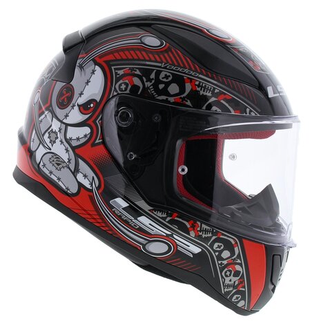 LS2 FF353 Rapid Mini Voodoo gloss black red - Size kids small - Helmet for motorcycle / scooter / karting