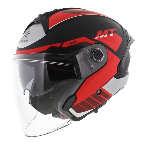 MT Jet Cosmo SV Helmet Cruiser matt black red