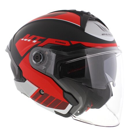 MT Jet Cosmo SV Helmet Cruiser matt black red