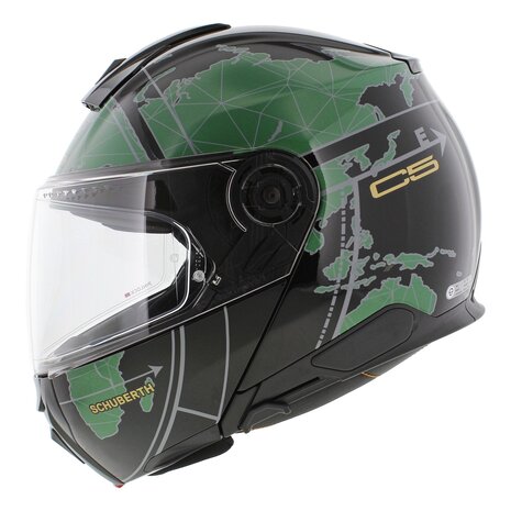 Schuberth C5 Globe Modular Motorcycle Helmet - Gloss Black Green