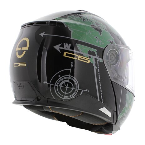 Schuberth C5 Globe Modular Motorcycle Helmet - Gloss Black Green