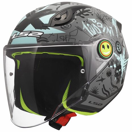 LS2 OF622 Funny II Scribble grey blue children openface helmet