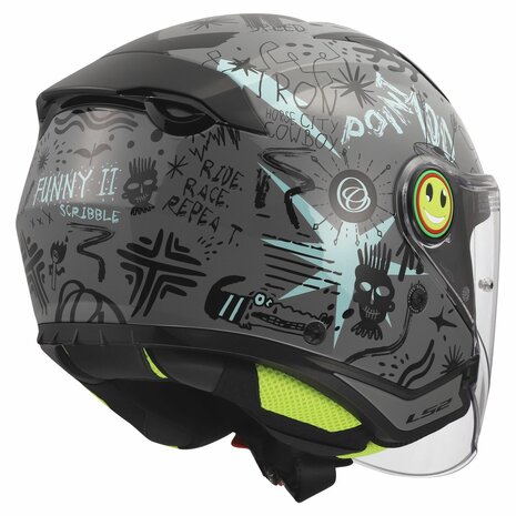 LS2 OF622 Funny II Scribble grey blue children openface helmet