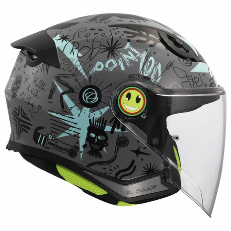 LS2 OF622 Funny II Scribble grey blue children openface helmet