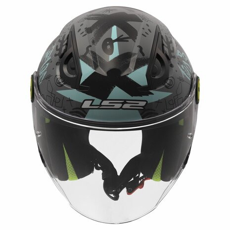 LS2 OF622 Funny II Scribble grey blue children openface helmet
