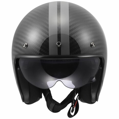 LS2 OF601 Bob II C Star gloss black carbon grey Open Face Motorcycle Helmet