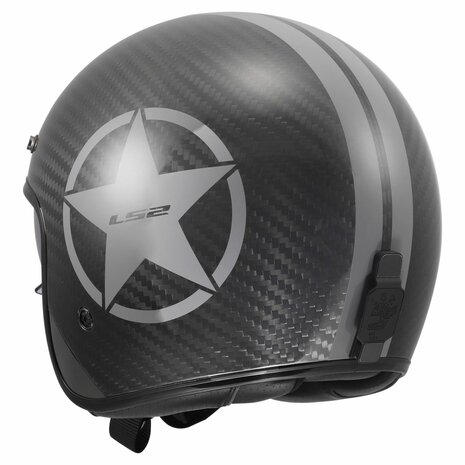 LS2 OF601 Bob II C Star gloss black carbon grey Open Face Motorcycle Helmet