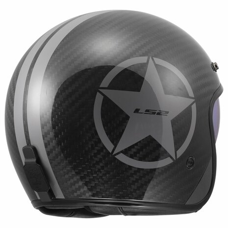 LS2 OF601 Bob II C Star gloss black carbon grey Open Face Motorcycle Helmet