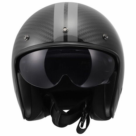 LS2 OF601 Bob II C Star gloss black carbon grey Open Face Motorcycle Helmet