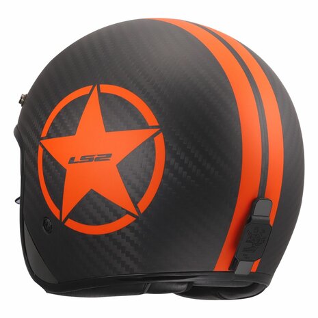LS2 OF601 Bob II C Star matt black carbon orange Open Face Motorcycle Helmet