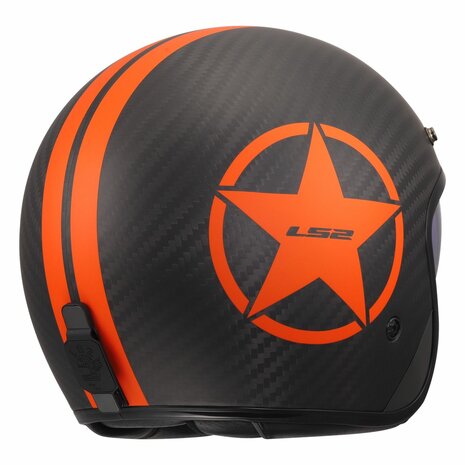 LS2 OF601 Bob II C Star matt black carbon orange Open Face Motorcycle Helmet