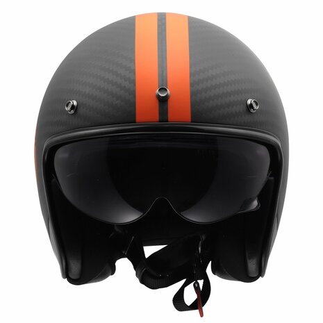 LS2 OF601 Bob II C Star matt black carbon orange Open Face Motorcycle Helmet
