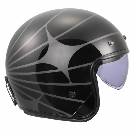 LS2 OF601 Bob II Open Face Motorcycle Helmet  - Cosmic gloss black grey