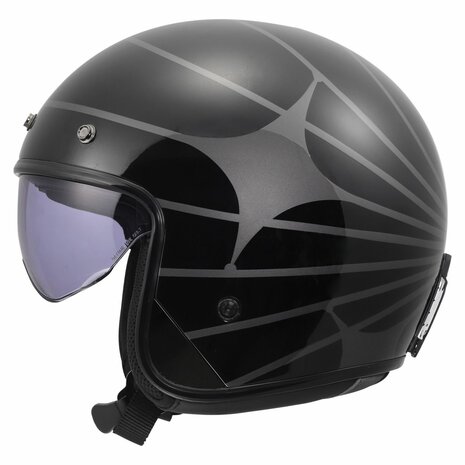 LS2 OF601 Bob II Open Face Motorcycle Helmet  - Cosmic gloss black grey