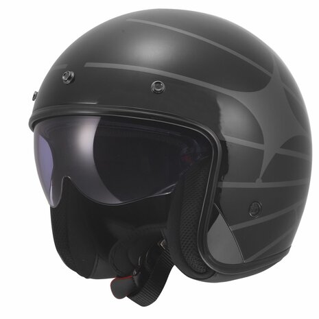 LS2 OF601 Bob II Open Face Motorcycle Helmet  - Cosmic gloss black grey