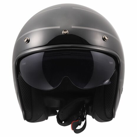 LS2 OF601 Bob II Open Face Motorcycle Helmet  - Cosmic gloss black grey