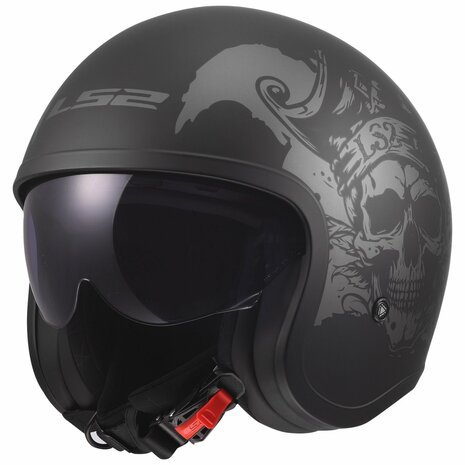 LS2 OF599 Spitfire II Willy matt black grey - Open Face helmet motorcycle scooter