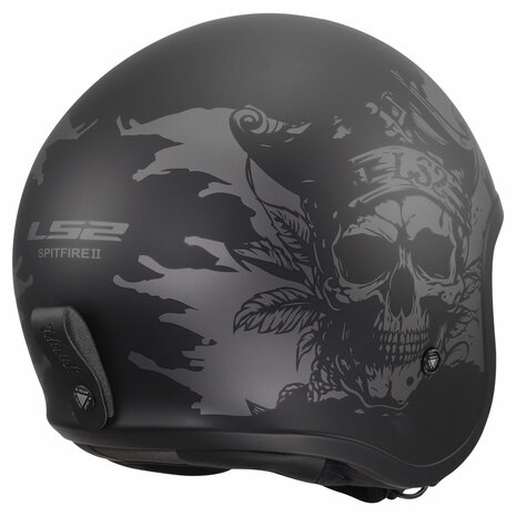 LS2 OF599 Spitfire II Willy matt black grey - Open Face helmet motorcycle scooter