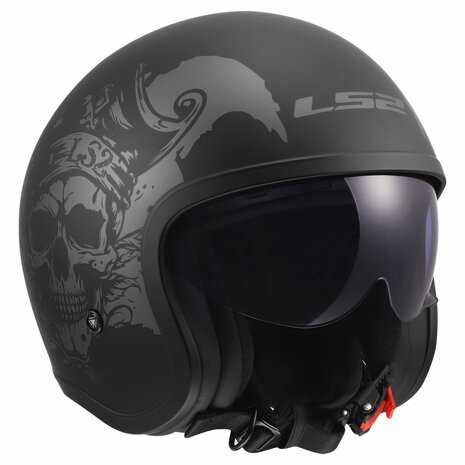 LS2 OF599 Spitfire II Willy matt black grey - Open Face helmet motorcycle scooter