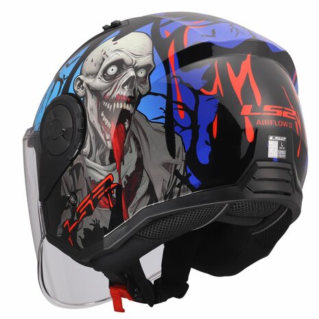 LS2 OF616 Airflow II helmet Zombie II gloss black red blue