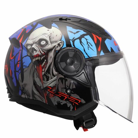 LS2 OF616 Airflow II helmet Zombie II gloss black red blue