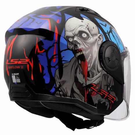 LS2 OF616 Airflow II helmet Zombie II gloss black red blue