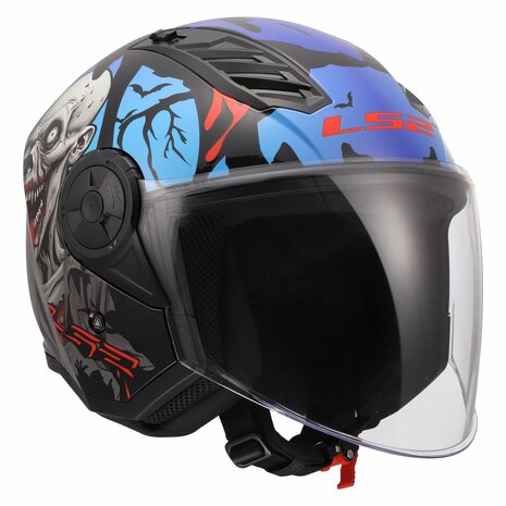 LS2 OF616 Airflow II helmet Zombie II gloss black red blue