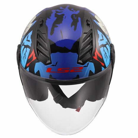 LS2 OF616 Airflow II helmet Zombie II gloss black red blue