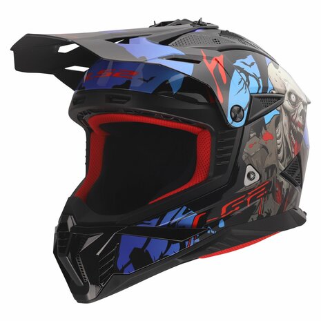 LS2 MX708 Fast II helmet Zombie II gloss black red blue