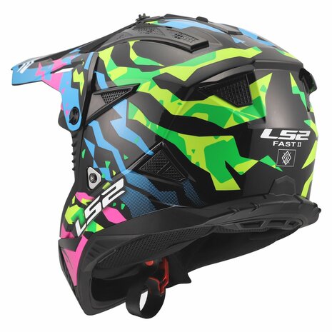LS2 MX708 Fast II helmet Grotesk gloss blue pink green