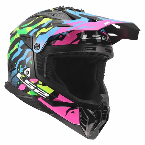 LS2 MX708 Fast II helmet Grotesk gloss blue pink green